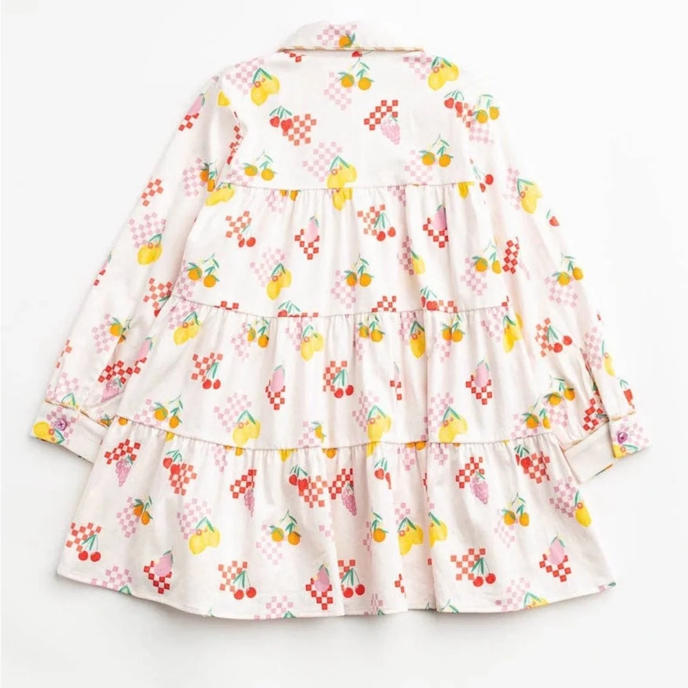 FINDING FOXTALE Fruit Print Tiered Dress